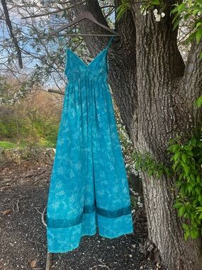 🩵 Victoria’s Secret Angels Sheer Maxi Slip Dress Nightgown Teal Blue XS